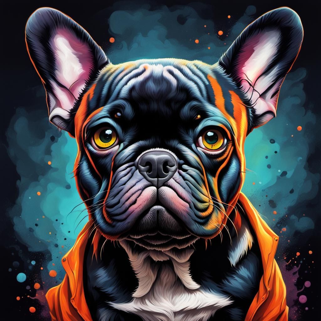 French bulldog, Tim Burton style, halloween