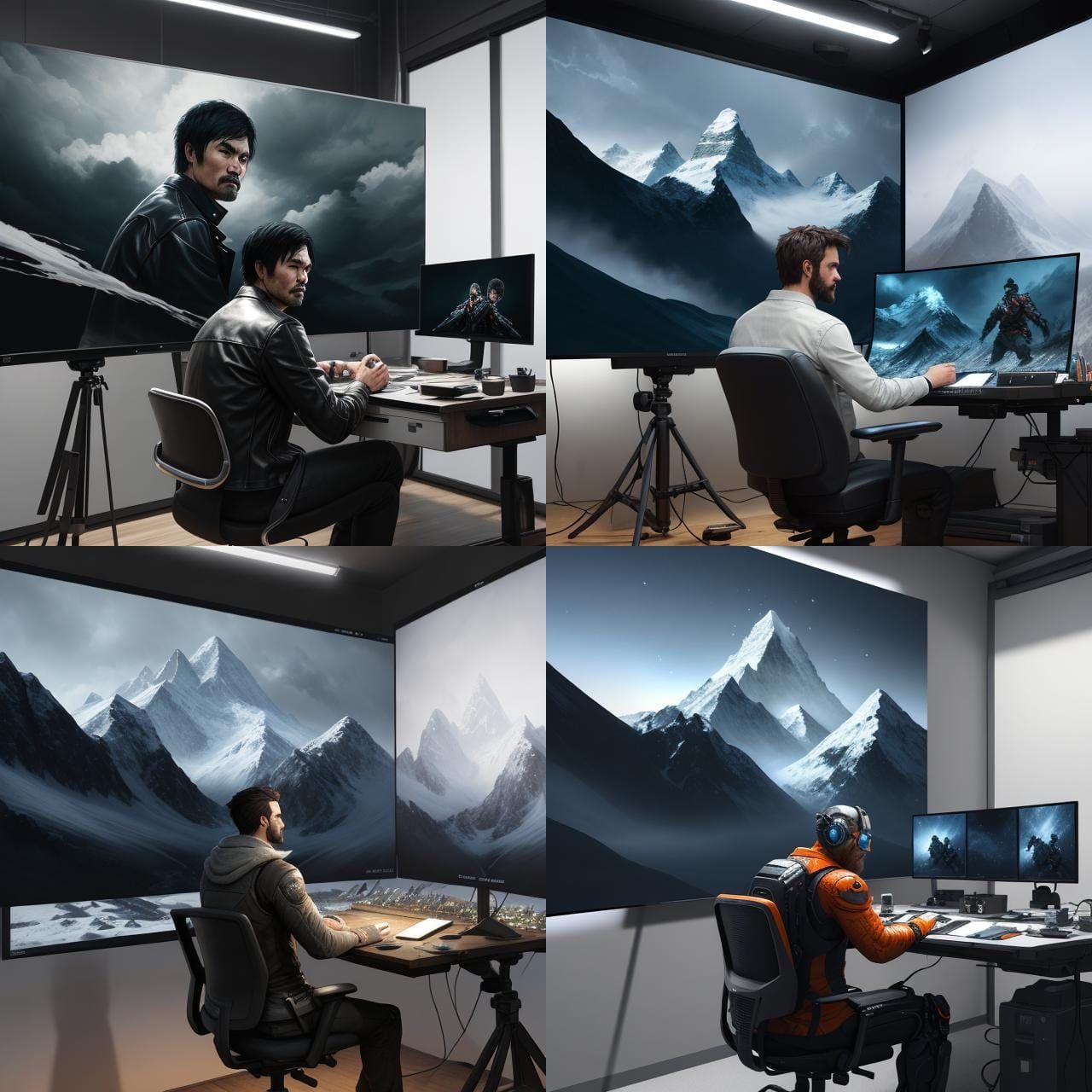 Hyperrealistic Digital Art of Artist in Studio