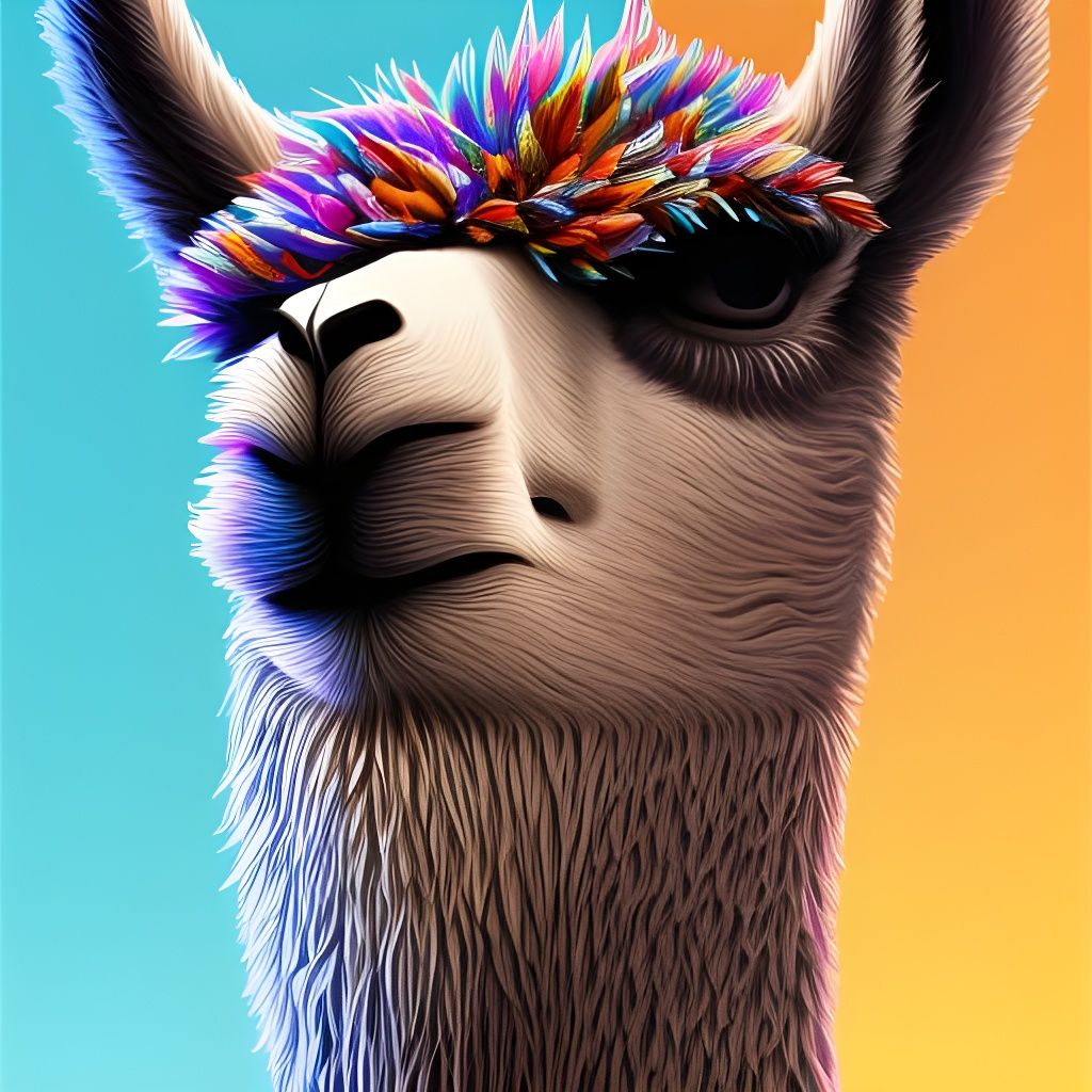 Detailed Llama Portrait in Hyperrealistic Style
