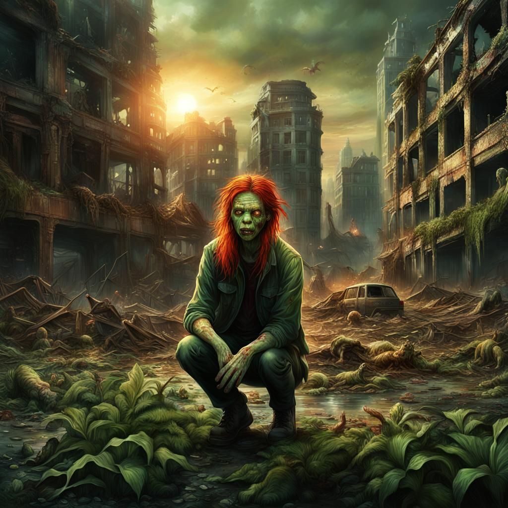 Post-Nuclear War: Plant Zombies in Ruined City