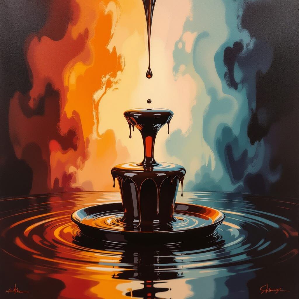 Melting Chocolate Fountain in Surreal Style