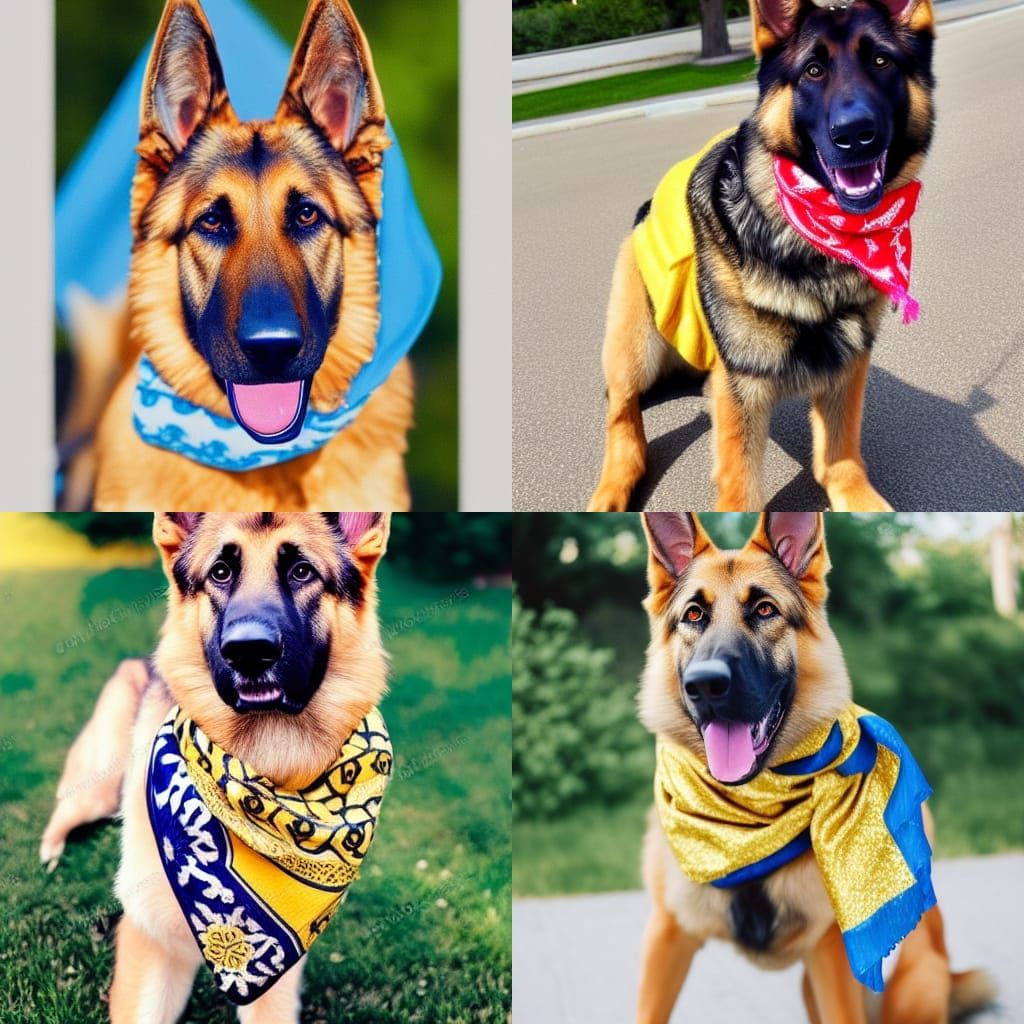 Cute Humanoid German Shepherd in Summer Scarf