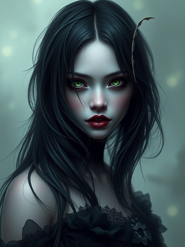 Gothic Woman Portrait in Ethereal Fantasy Art Style