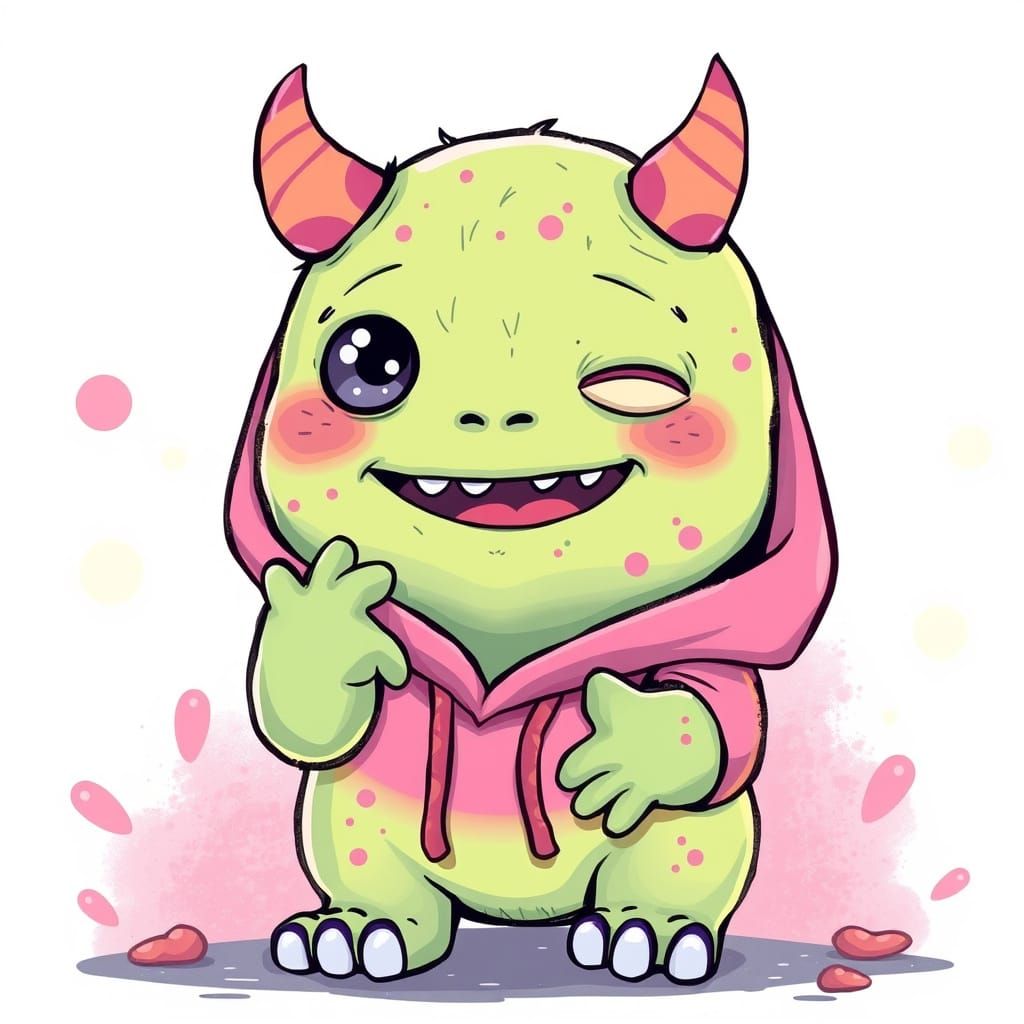 Cute Monster Shingles Rash Illustration