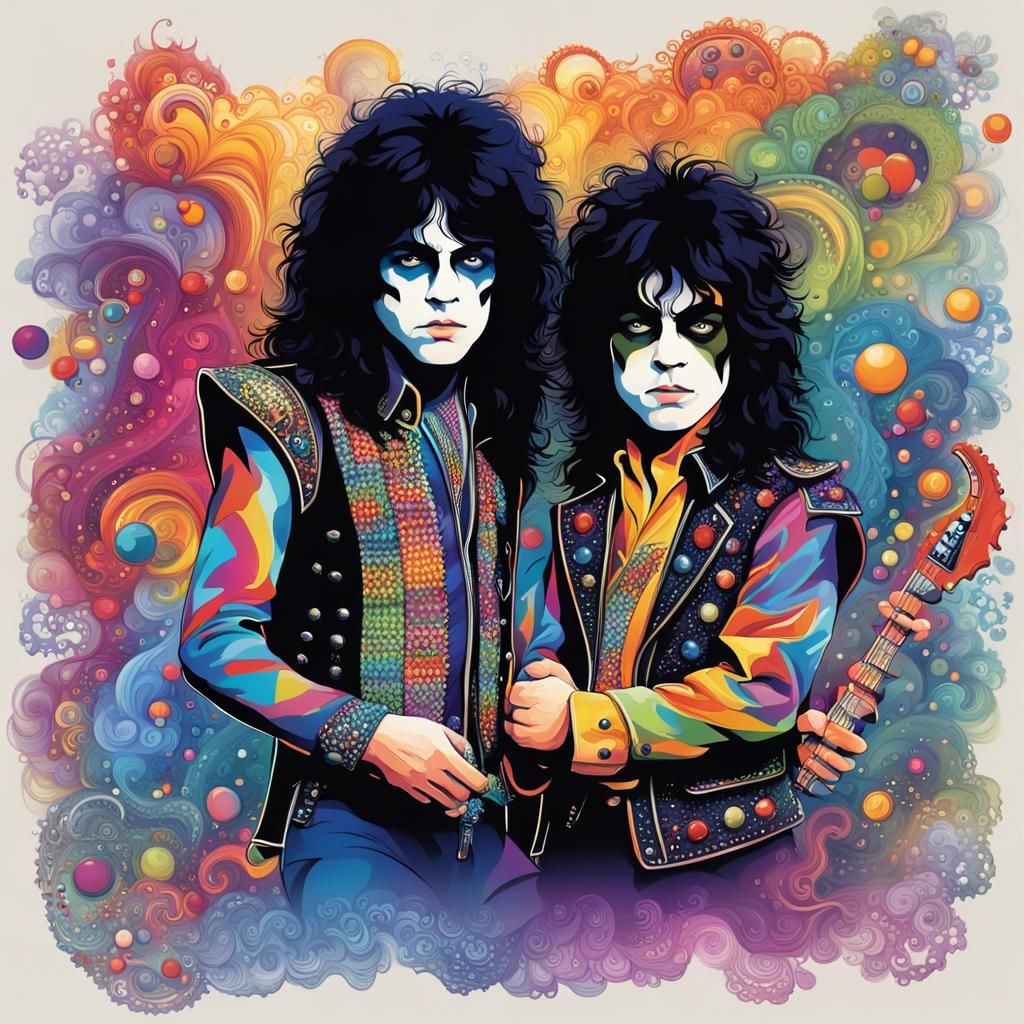 Glam Rock Band Member in Colorful Seventies Style