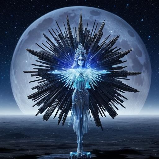 Crystal Goddess Hanging from Crystal Moon