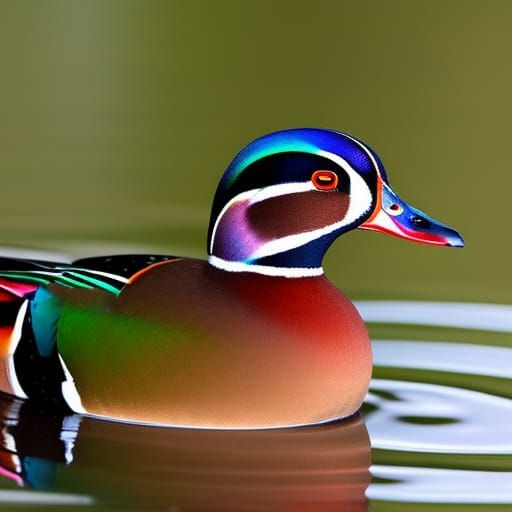 Iridescent Wood Duck in Vibrant Colors