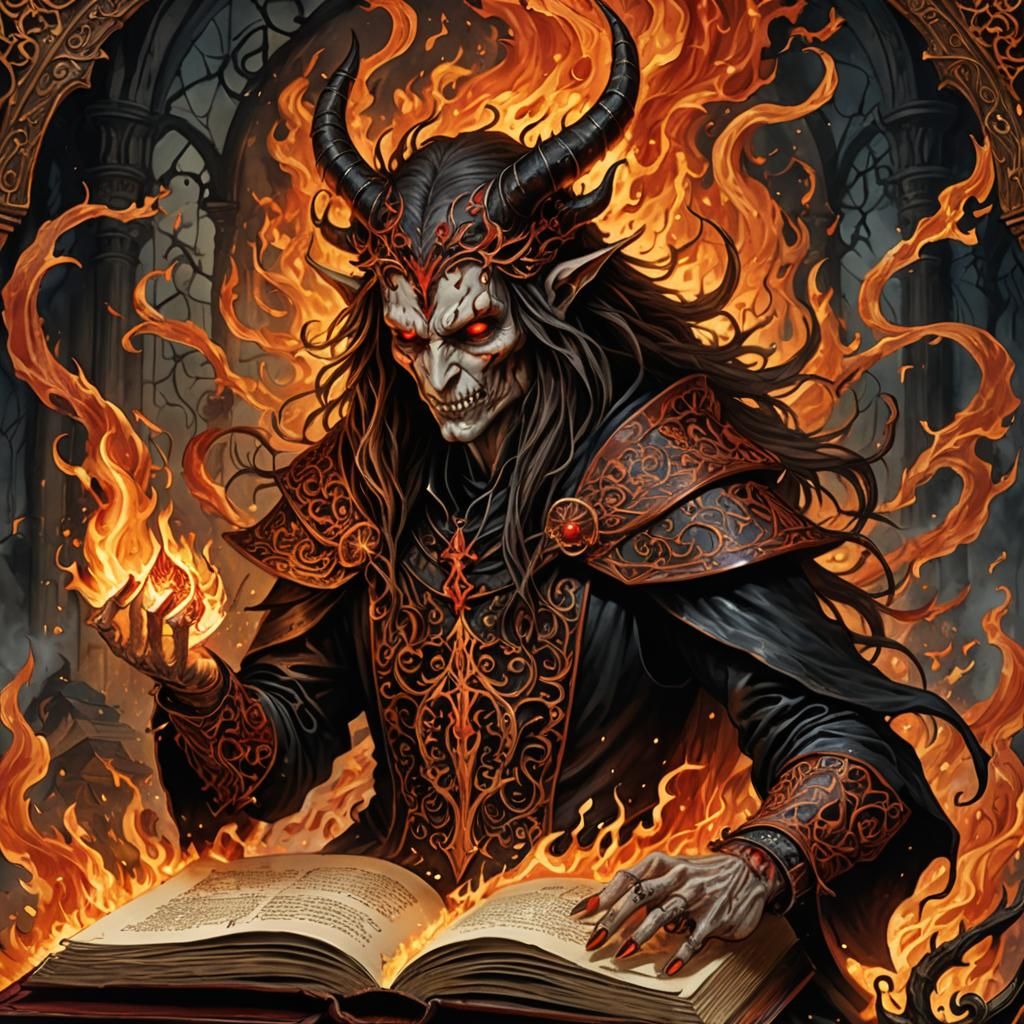 Demonic Portal Book in Gothic Fantasy Style