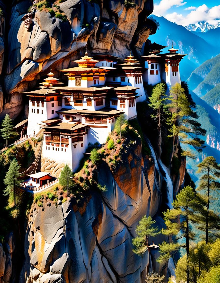 Tiger's Nest Monastery: Photorealistic Himalayan Vista