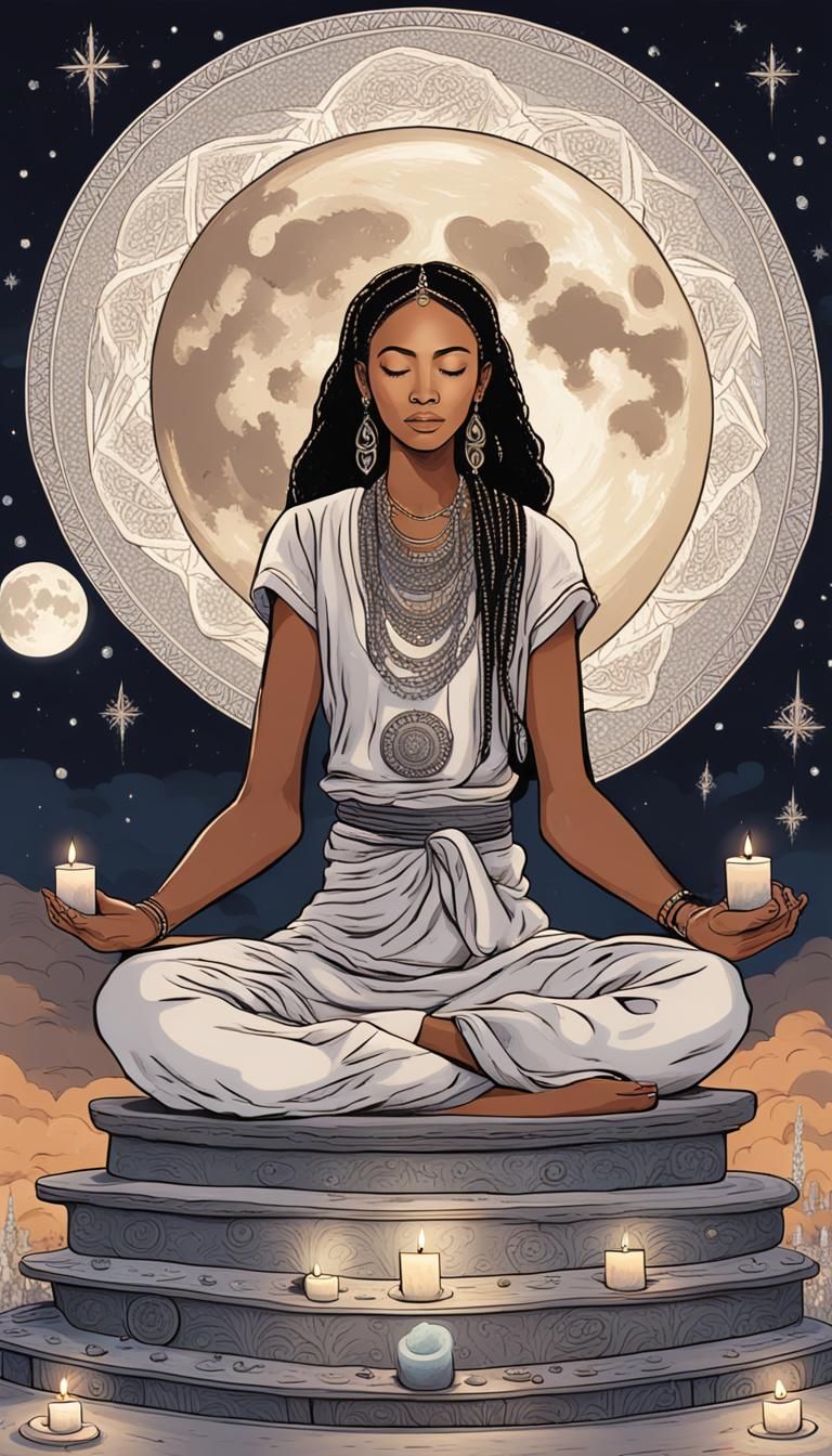 Meditating Woman Surrounded by Etheric Energy