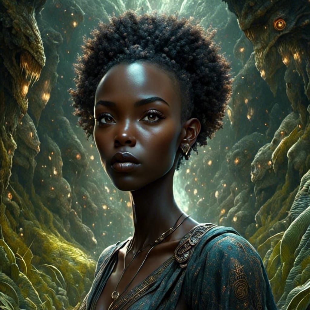 Enchanting Dark-Elf Portrait in Fantasy Garden Setting