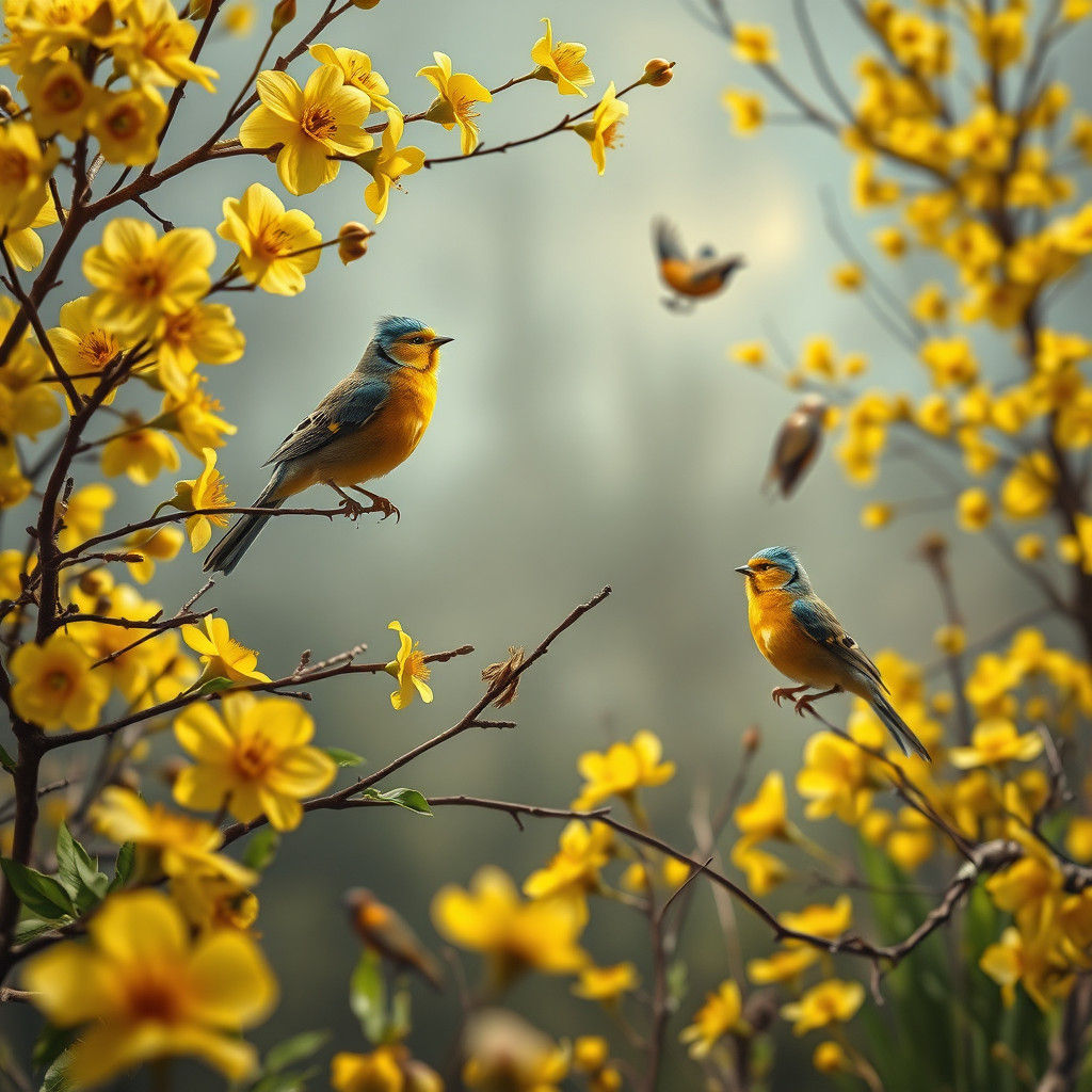 Hyperrealistic Spring Landscape Inspired by Simchik Painting