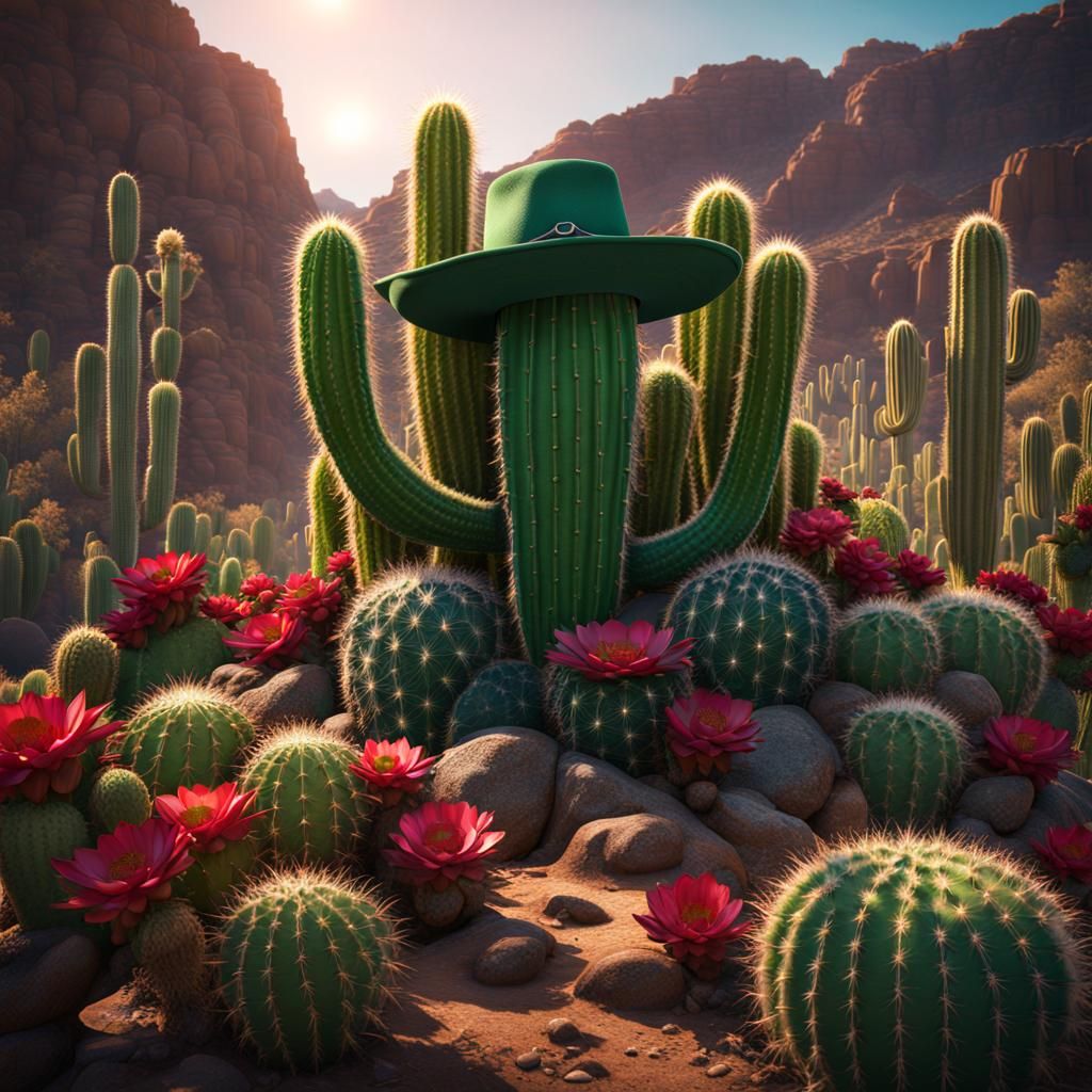 Cactus Cowboy in Detailed Matte Painting