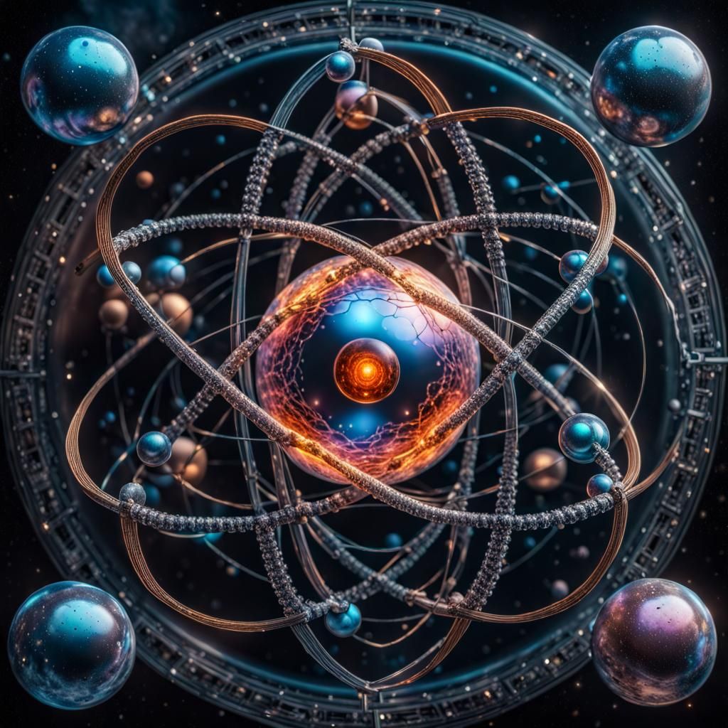 Detailed Hyperrealistic Hydrogen Atom Illustration in Mixed ...