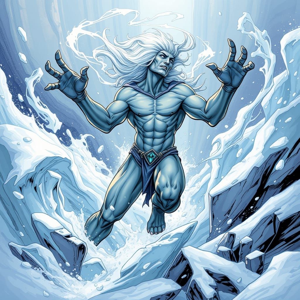 Ethereal Shapeshifter Transforms Amidst Swirling Ice and Sno...