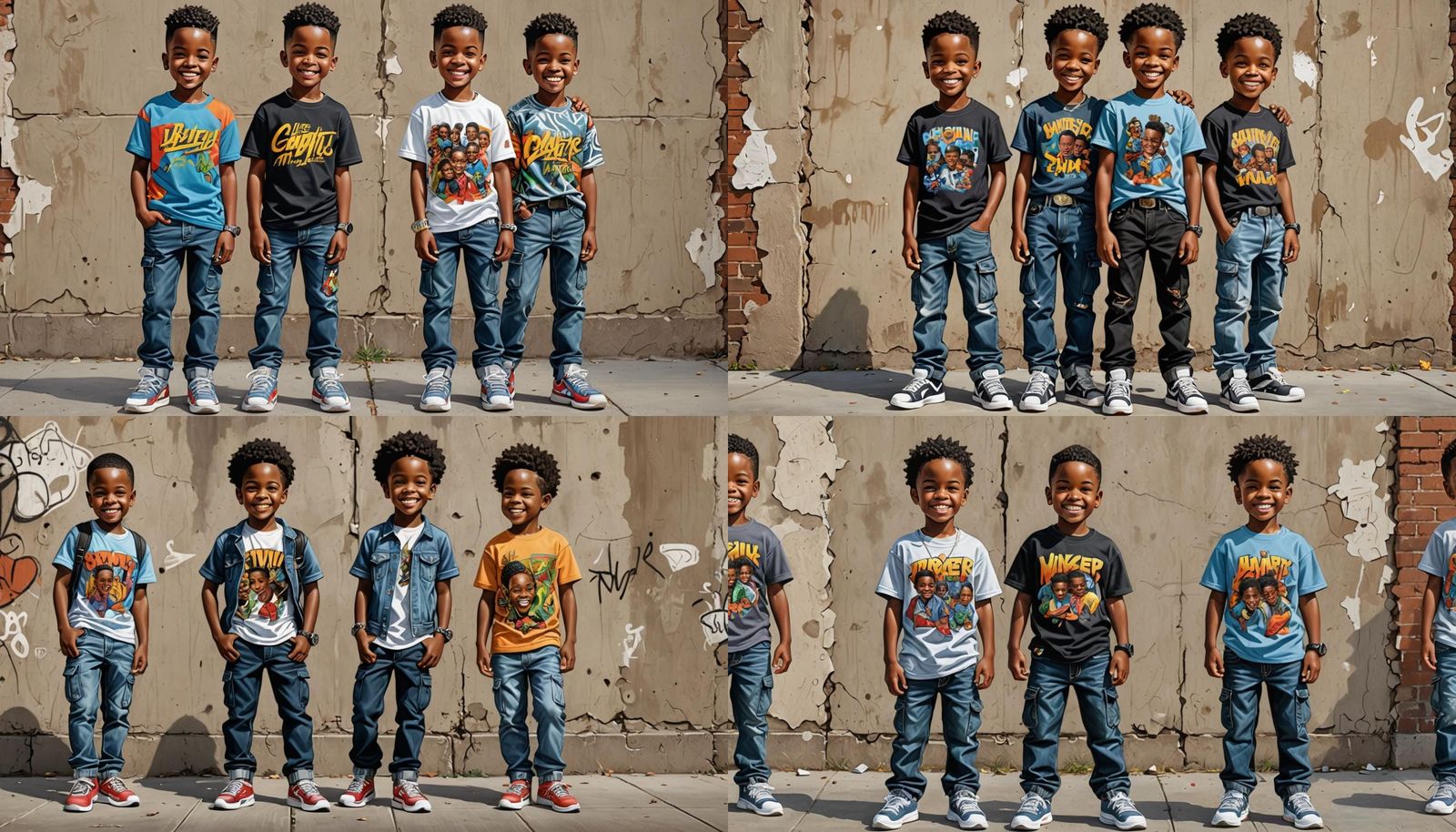 Hyperrealistic Black Twin Boys in Vector Airbrush Style