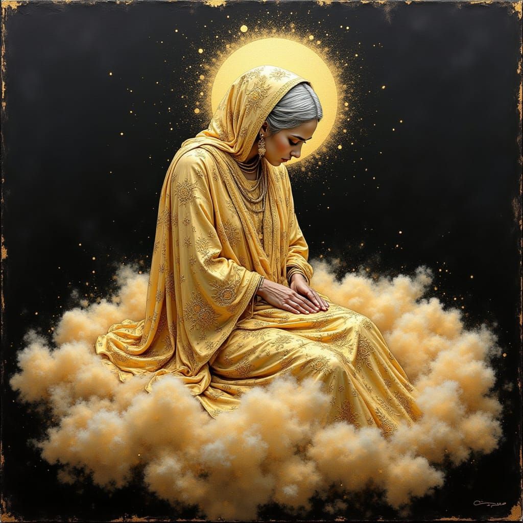 Ethereal Mother Figure in Ancient Gold Style