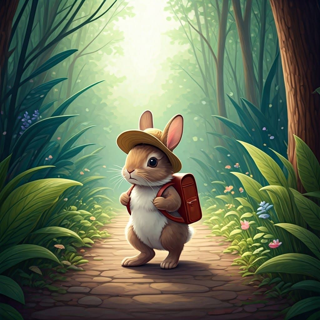 Whimsical Forest Rabbit in School Attire