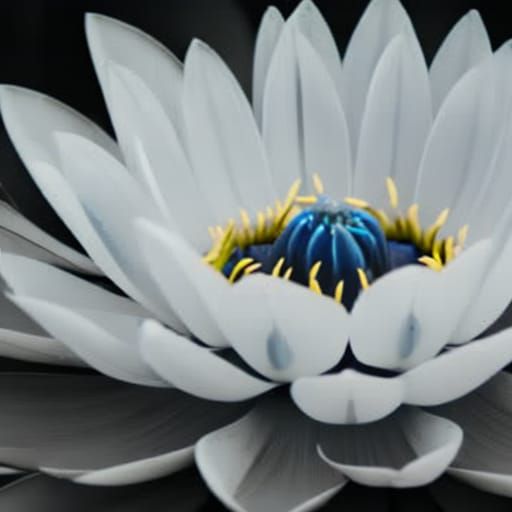 Blue Lotus Flower at Night with Water Splash