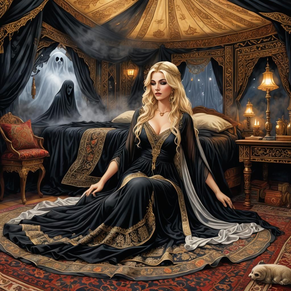 Arabian Princess Dream with Ghost in Manara Style