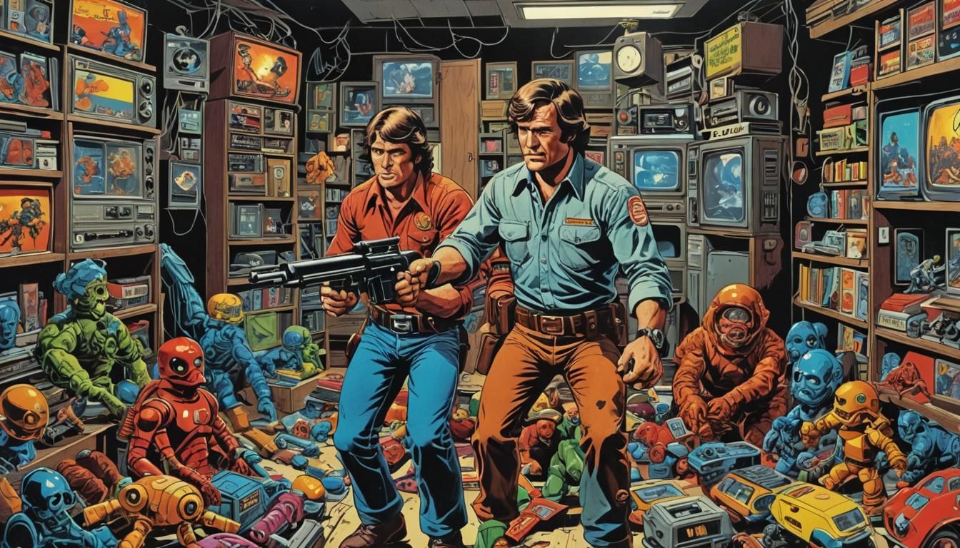 1970s Toys in Comic Book Art Style