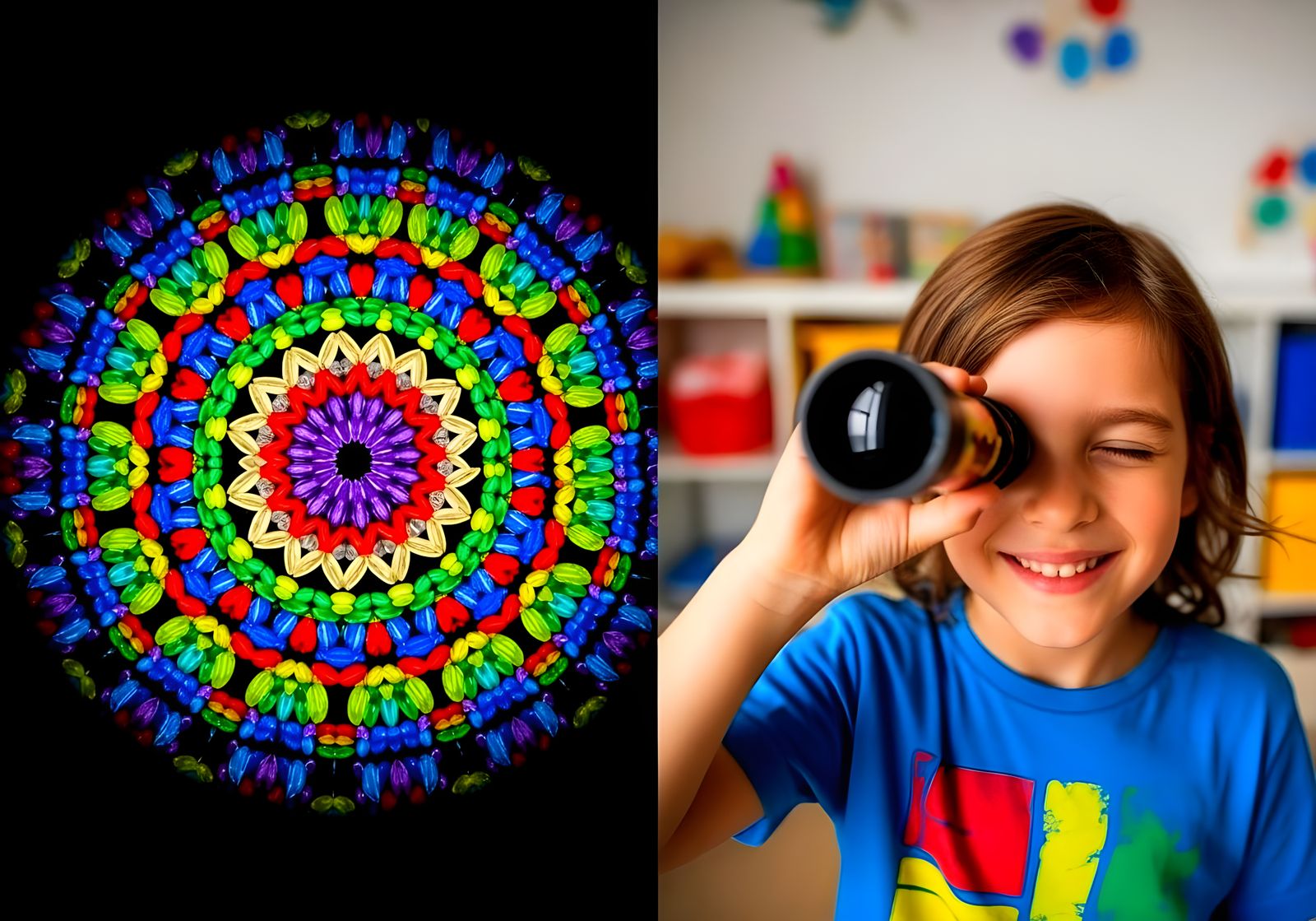 Kaleidoscope Vision: Child's Joyful Discovery