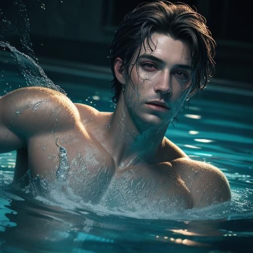 Dorian Gray Swimming Pool: Hyperrealistic Concept Art