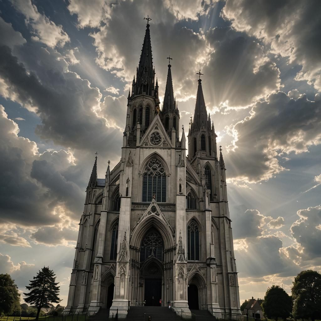 Old Church Bathed in Divine Sunlight