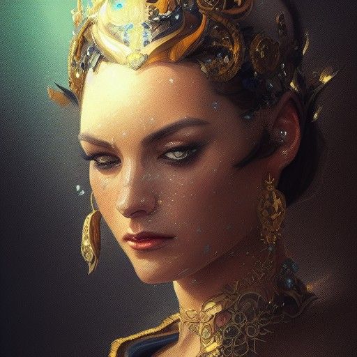 Shadow Queen Portrait in Hyperdetailed Digital Art