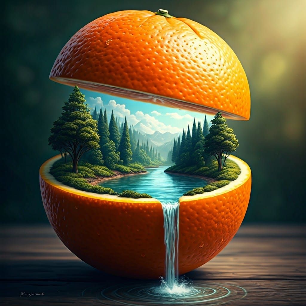 Surreal Miniature Landscape in Vibrant Gouache