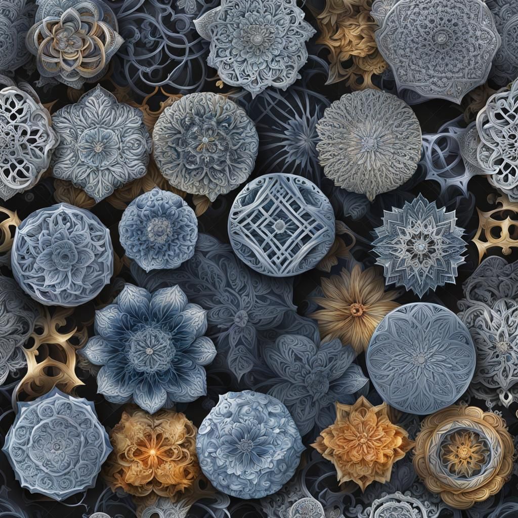 Detailed Shapes Pattern on Transparent Background