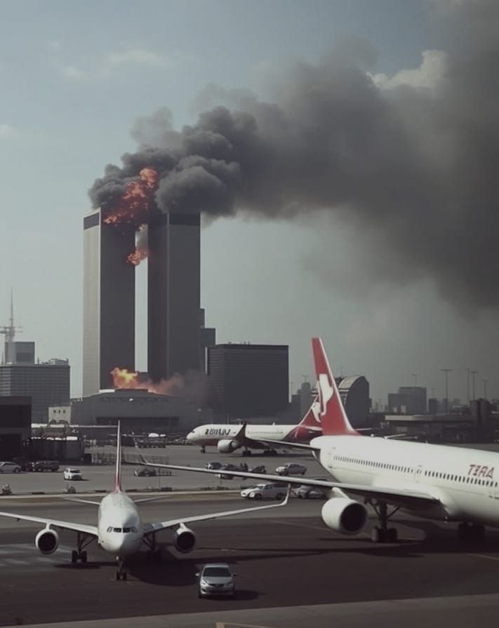 Dramatic 9/11 Jetway View at Kennedy Airport