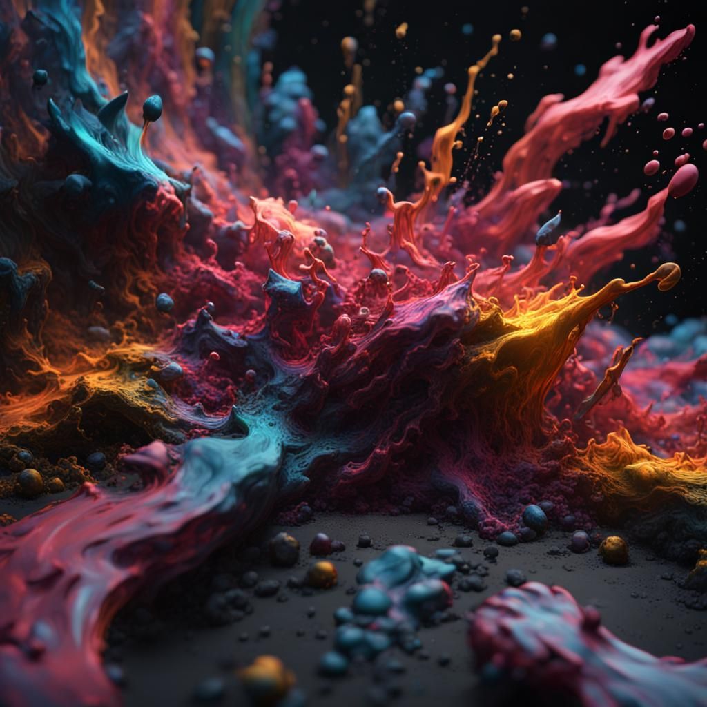EMA in Colorful Paint Splashes: Fantasy Art