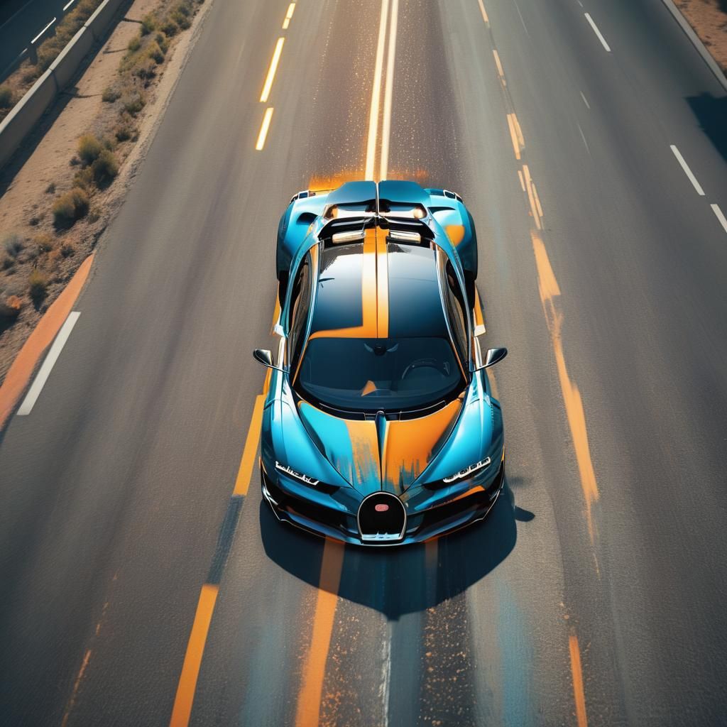 Bugatti Divo Speeding: Glitch Art Film Still
