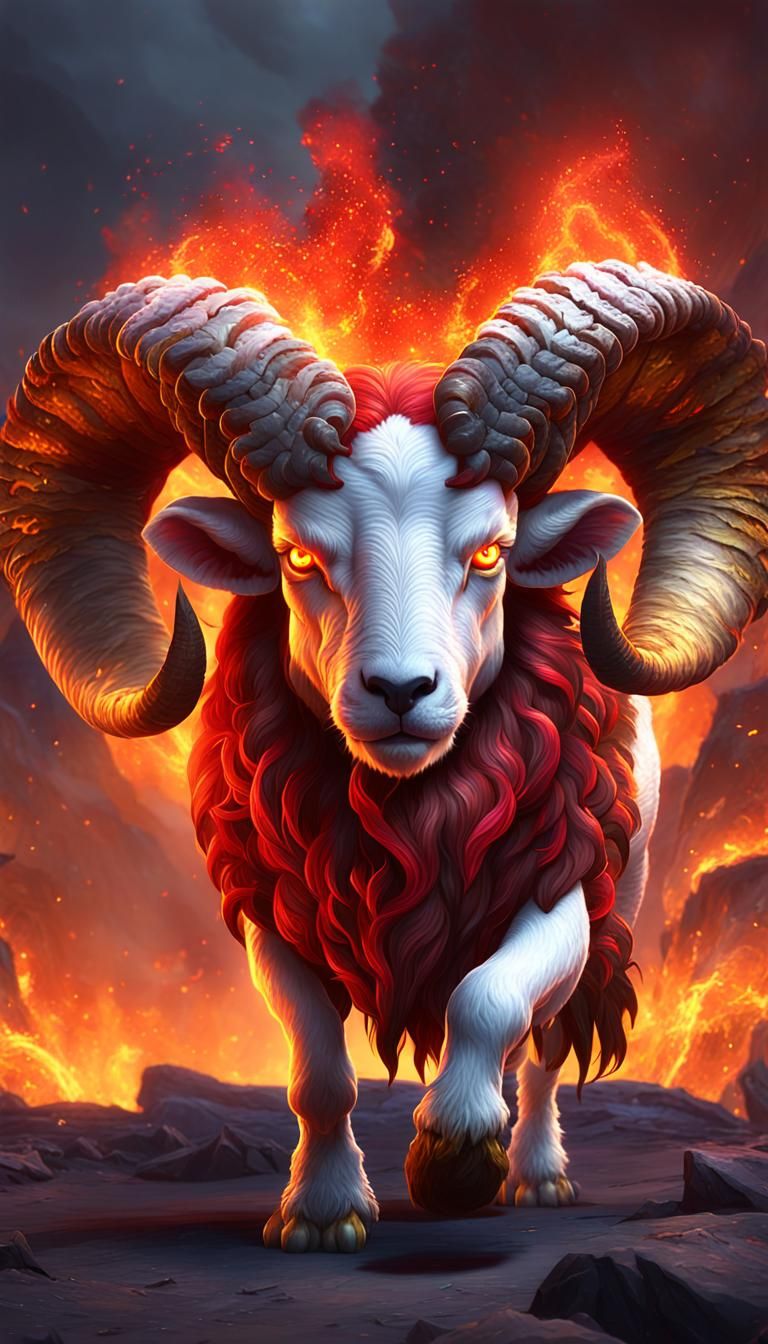 Fiery Ram: Mythical Pet in World of Warcraft Style