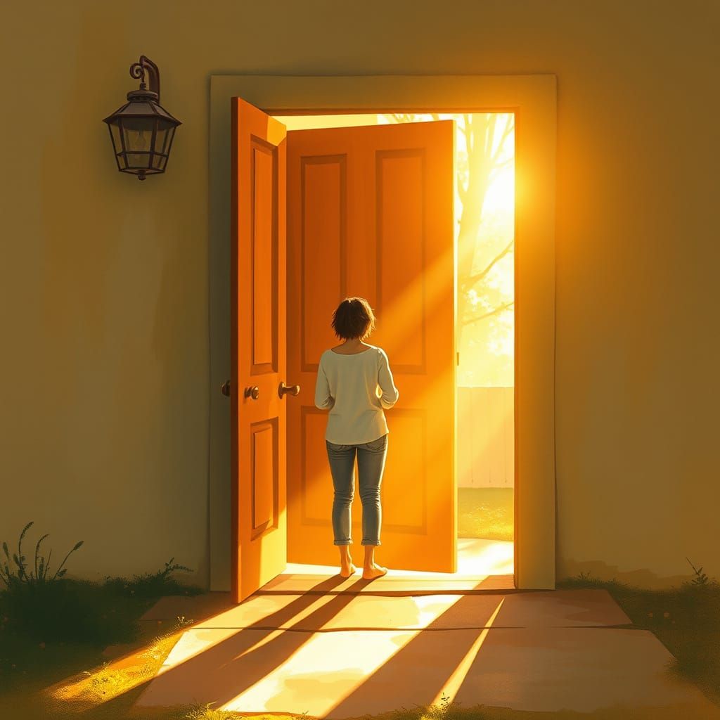 Morning Sunlight Through Open Door in Yoshida Style