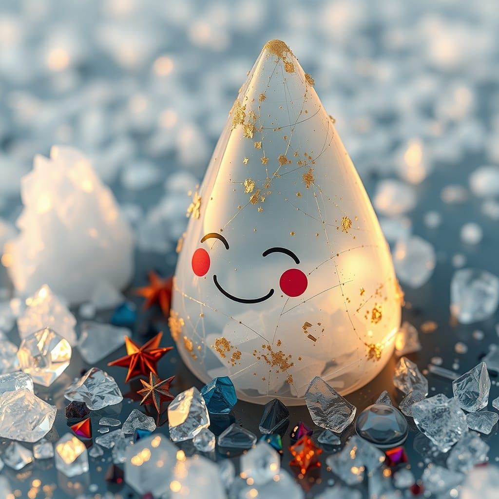 Translucent Conical Structure with Gold Flakes