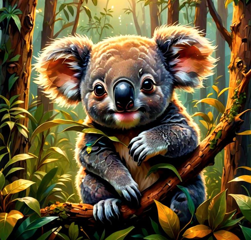 Adorable Baby Koala in Chibi Style