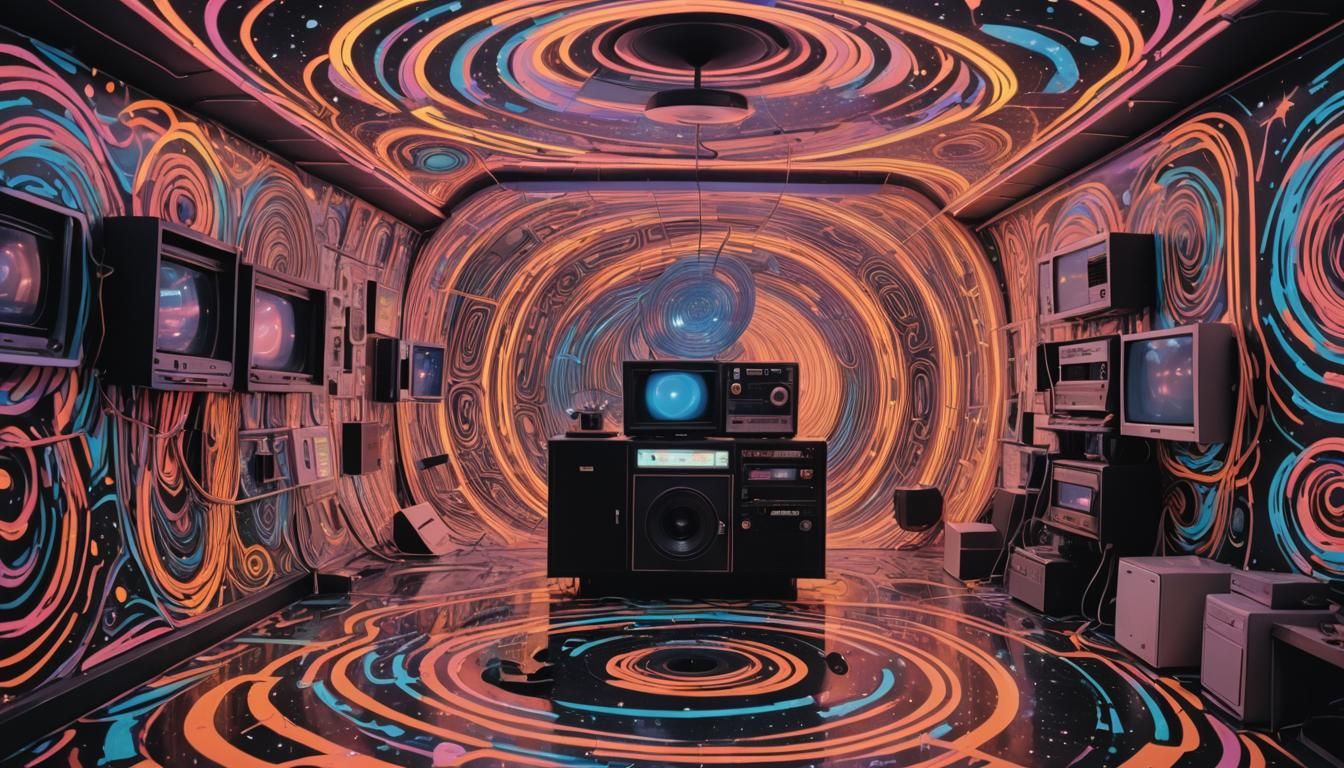 Cosmic Mind in Retro-Futuristic Vortex, Comic Art