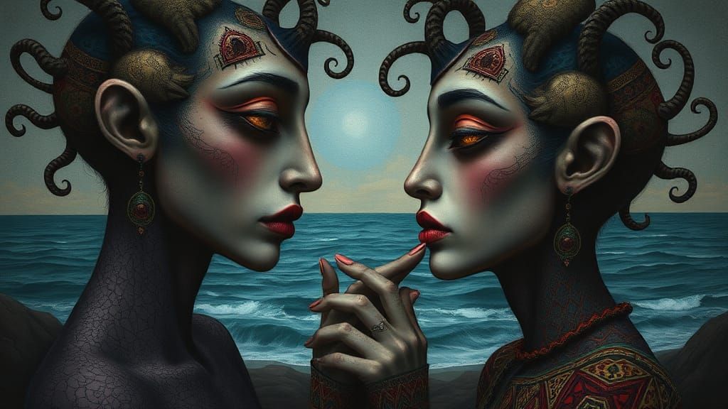 Grotesque Androgynes Dancing in Surrealist Style