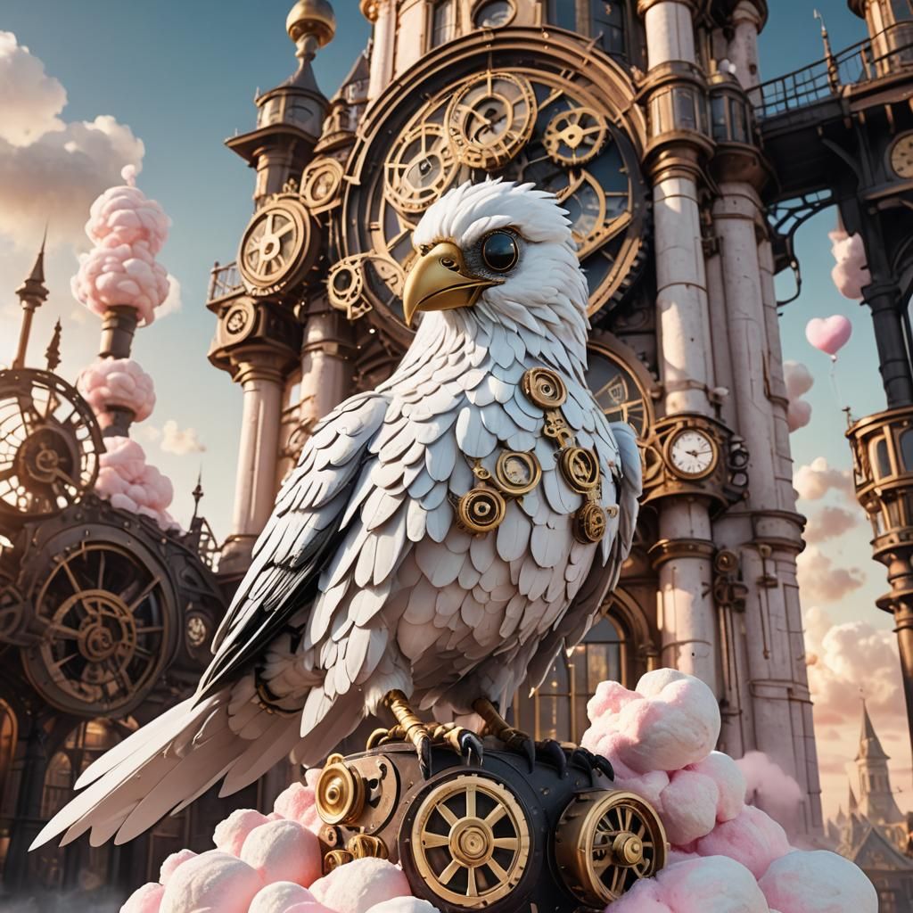 Steampunk Raven on Marshmallow Clocktower