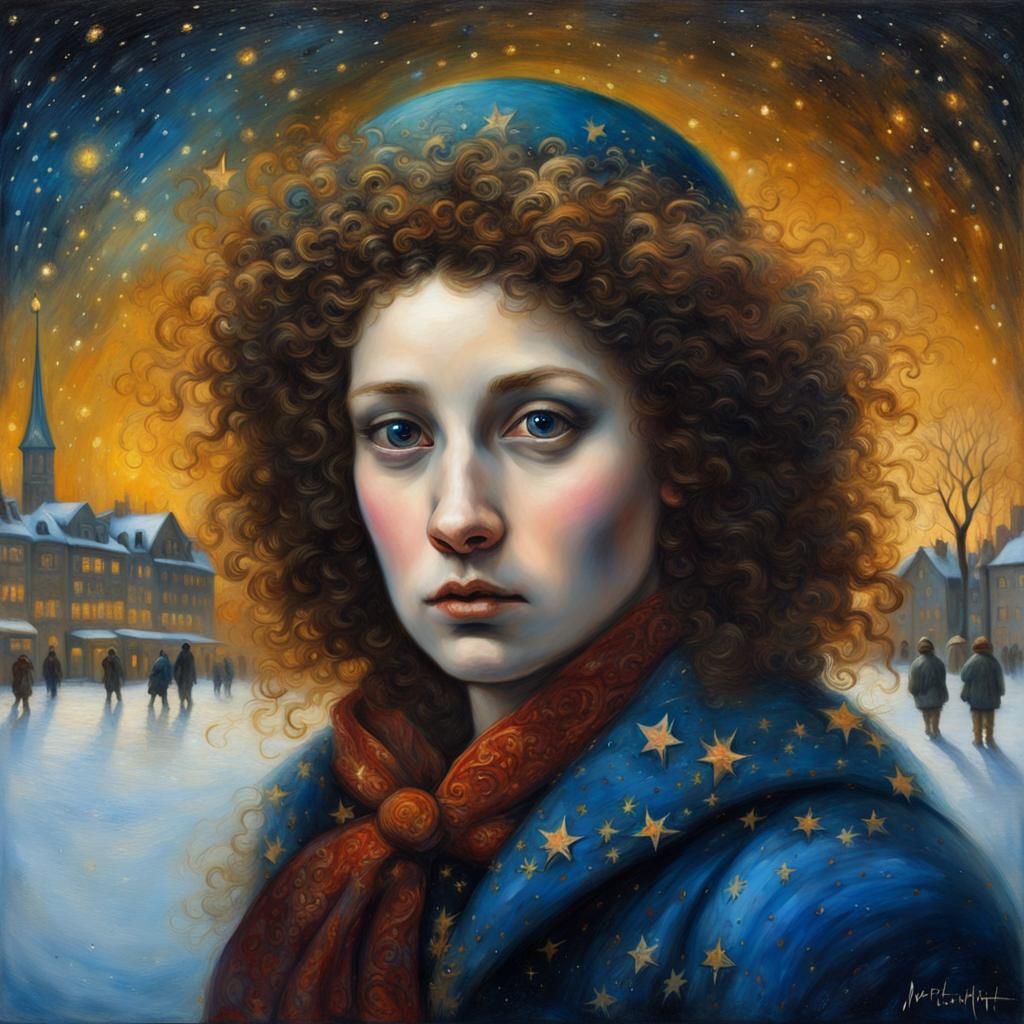 Rossetti-Inspired Lady Ice Skating Portrait