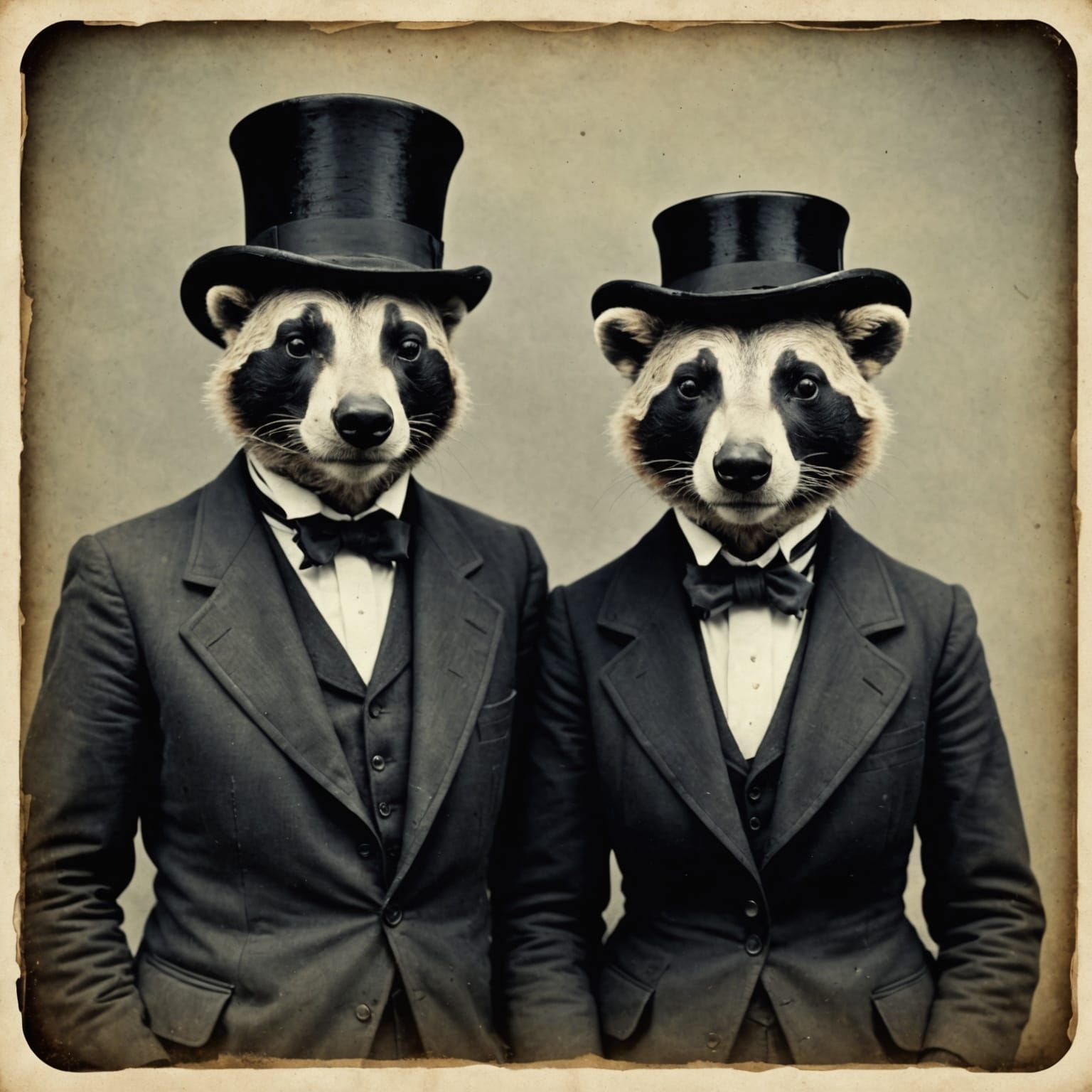 Grotesque Badgerton Couple in Vintage Polaroid Style
