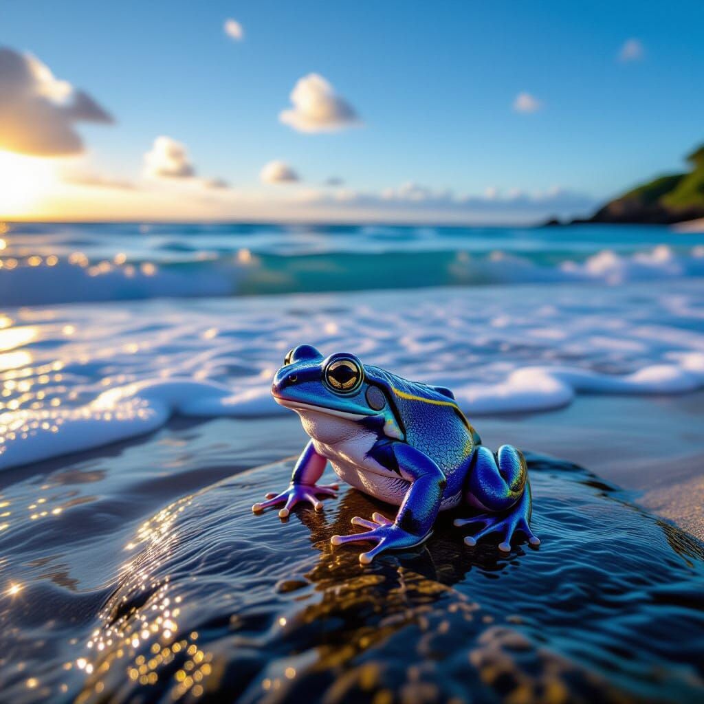 Vibrant Purple and Blue Frog by Tropical Ocean at Golden Hou...
