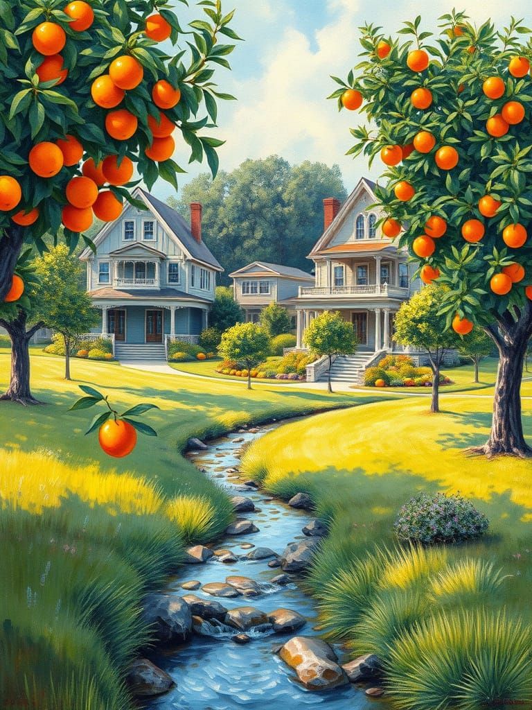 A Luxurious Victorian Orchard in Vibrant Orange