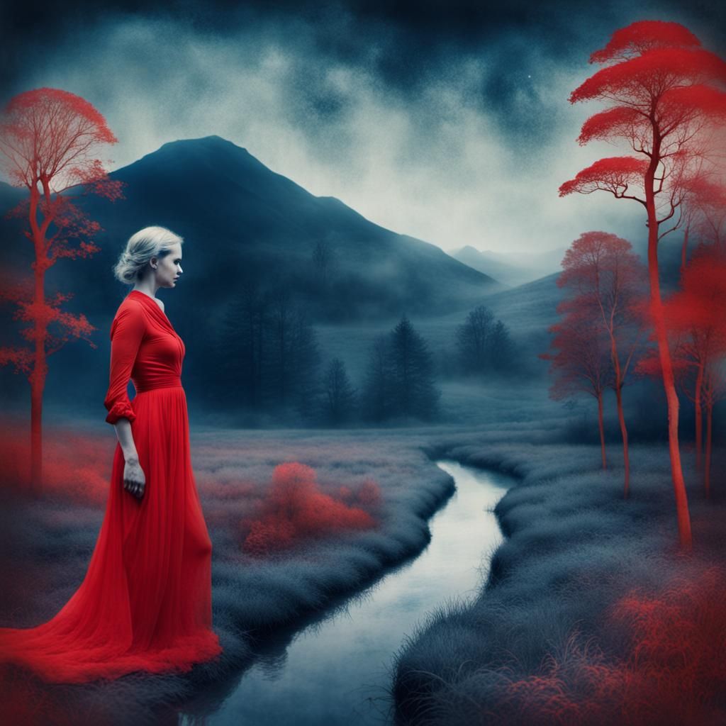 Ethereal Cyanotype Landscape Album Cover Art