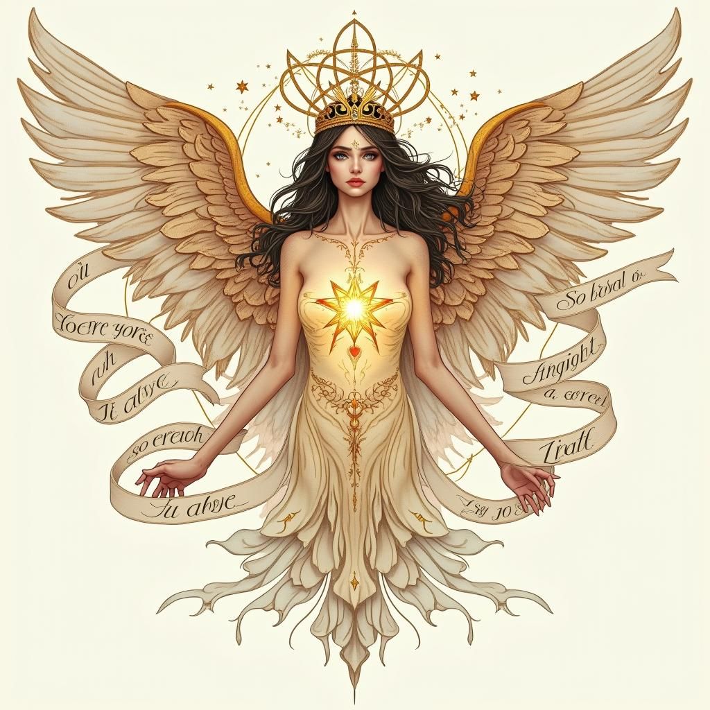 Elegant Angel Logo in Art Nouveau Style