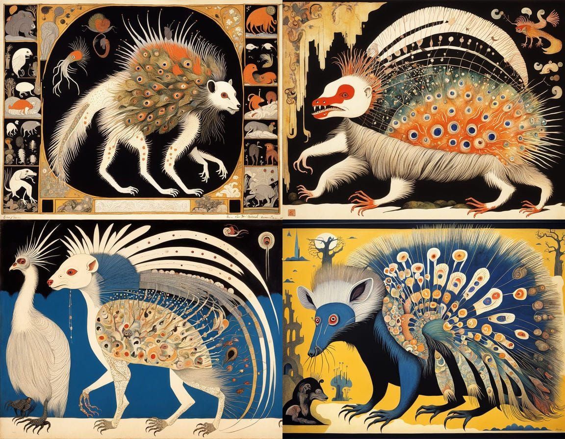 Surreal Hybrid Creature Inspired by Braque and Rublev