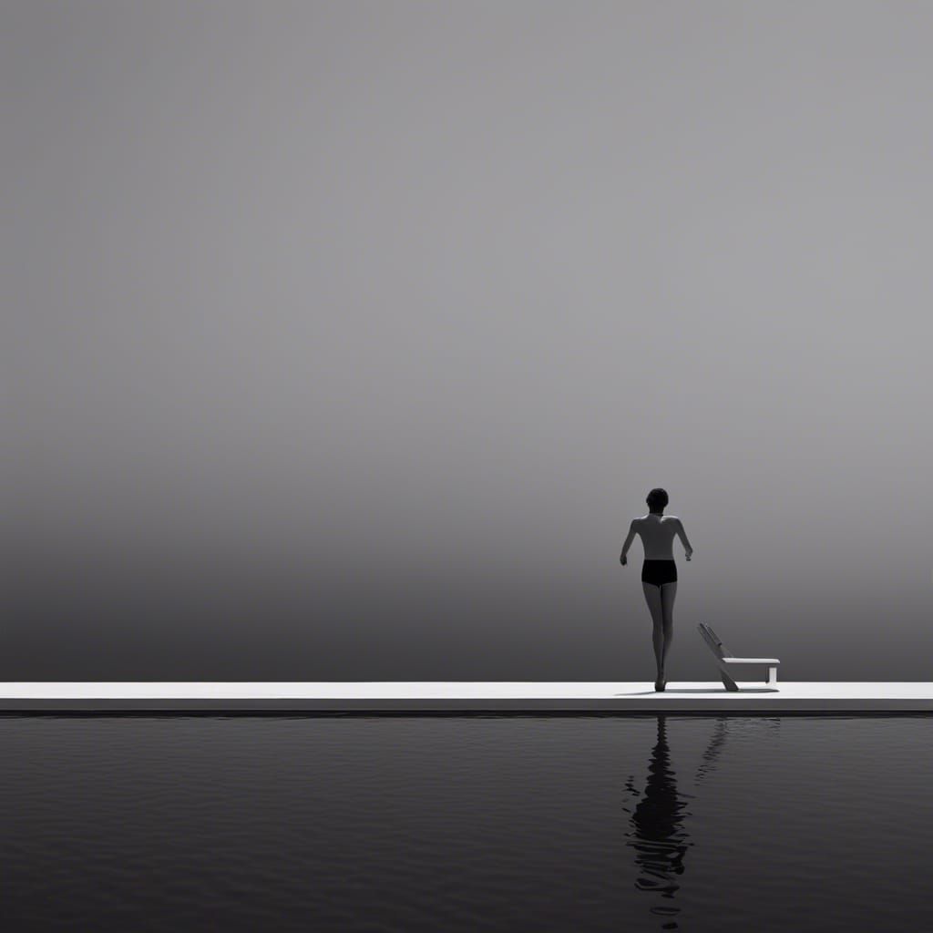 Monochrome Swimming Pool in Dark Atmosphere