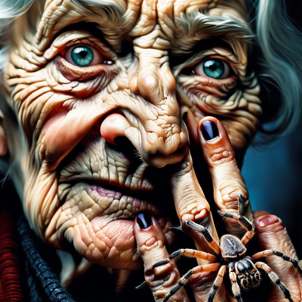 Eerie Portrait: Spider Emerges From Nostril